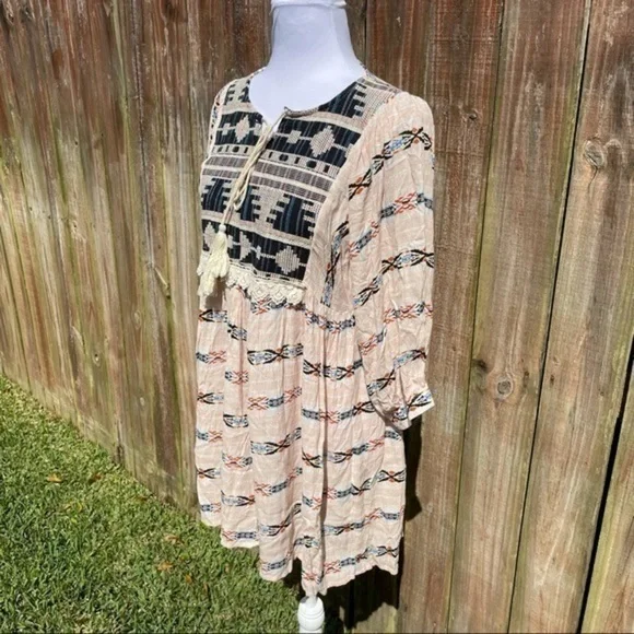 HAYDEN Pink Bohemian Tribal Shift Dress Small - Picture 9 of 14